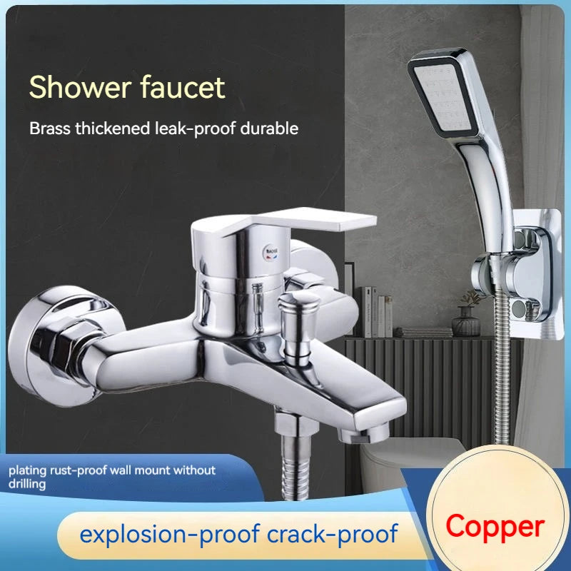 Home Bathroom Triple Shower Faucet Support Hot and Cold Water Faucet Bath Bath Mixer Valve Shower Set Bathroom Accessories