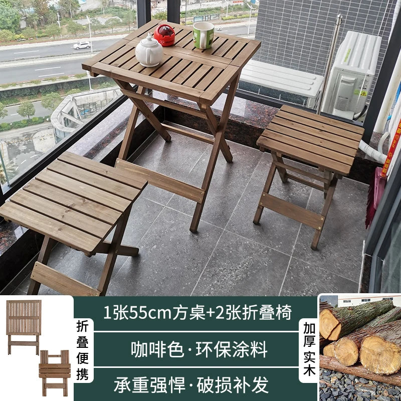 Nordic Solid Wood Garden Furniture Sets Patio Furniture Folding Portable Outdoor Garden and Terrace Set Outdoor Table Chair Set