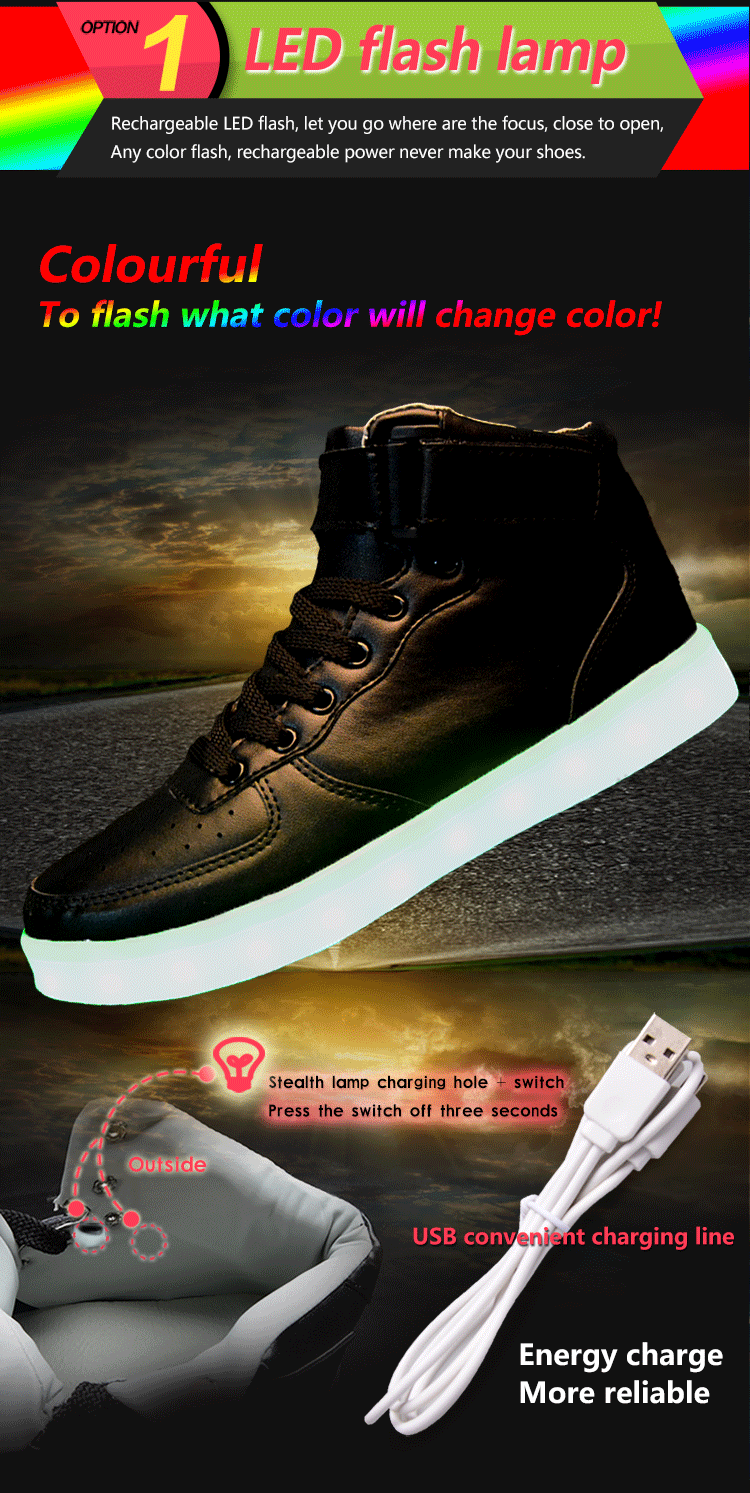 High quality Men LED shoes autumn winter glowing shoes for adults silver/gold fashion Lover casual shoes dropshipping
