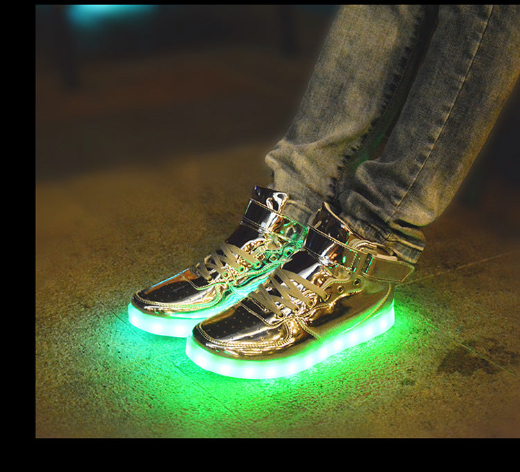 High quality Men LED shoes autumn winter glowing shoes for adults silver/gold fashion Lover casual shoes dropshipping