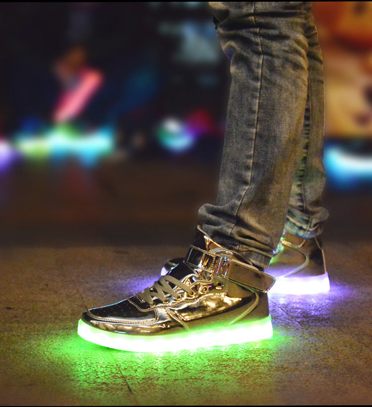 High quality Men LED shoes autumn winter glowing shoes for adults silver/gold fashion Lover casual shoes dropshipping
