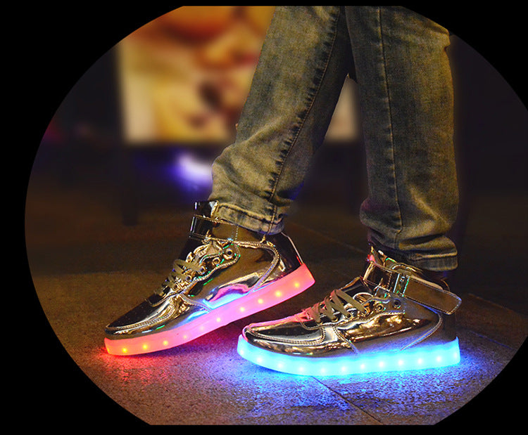 High quality Men LED shoes autumn winter glowing shoes for adults silver/gold fashion Lover casual shoes dropshipping