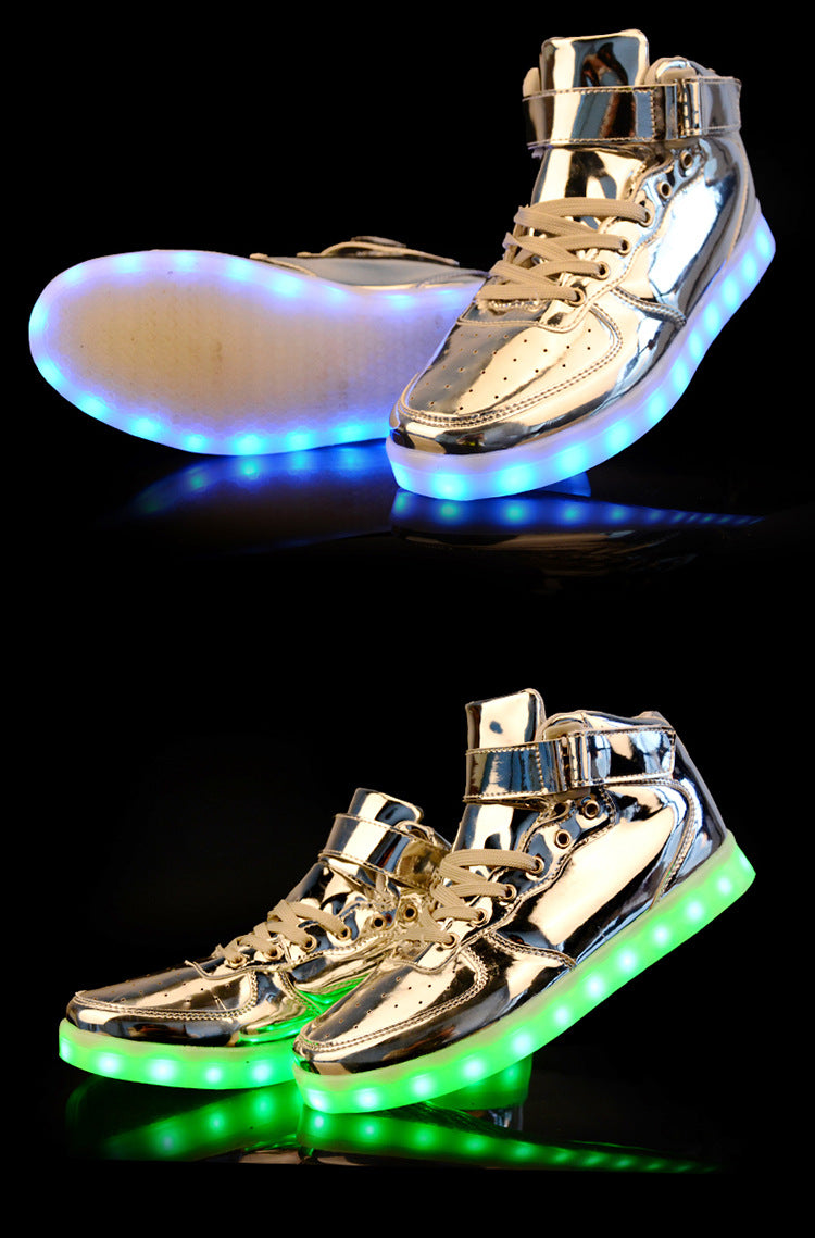 High quality Men LED shoes autumn winter glowing shoes for adults silver/gold fashion Lover casual shoes dropshipping