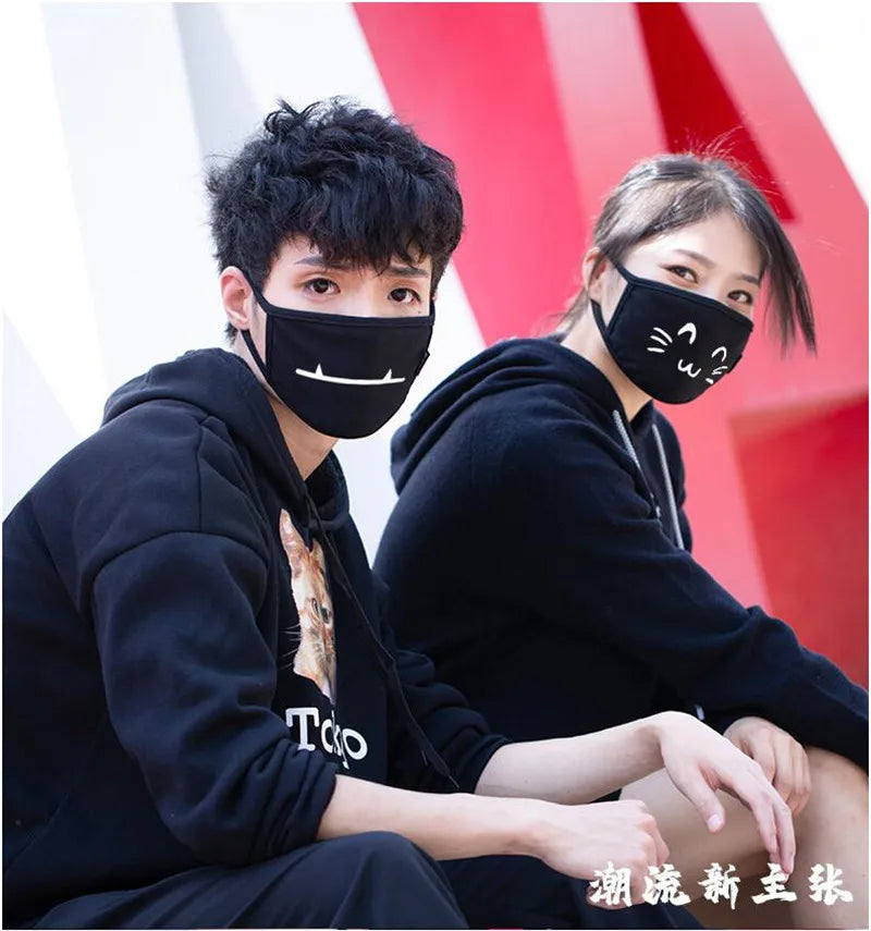 Luminous Funny Smile Expression Cotton Anti Dust Mouth Face Mask For Mouth Black Kpop Unisex Face Mouth Muffle Mask Fashion New