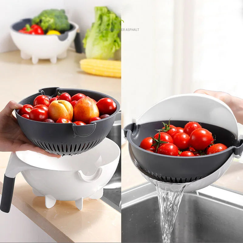 Multifunctional 2 In 1 Vegetable Slicer Cutter Chopper Fruit Strainer Basket  Spiralizer Grater Food Peeler Mandoline Shredder