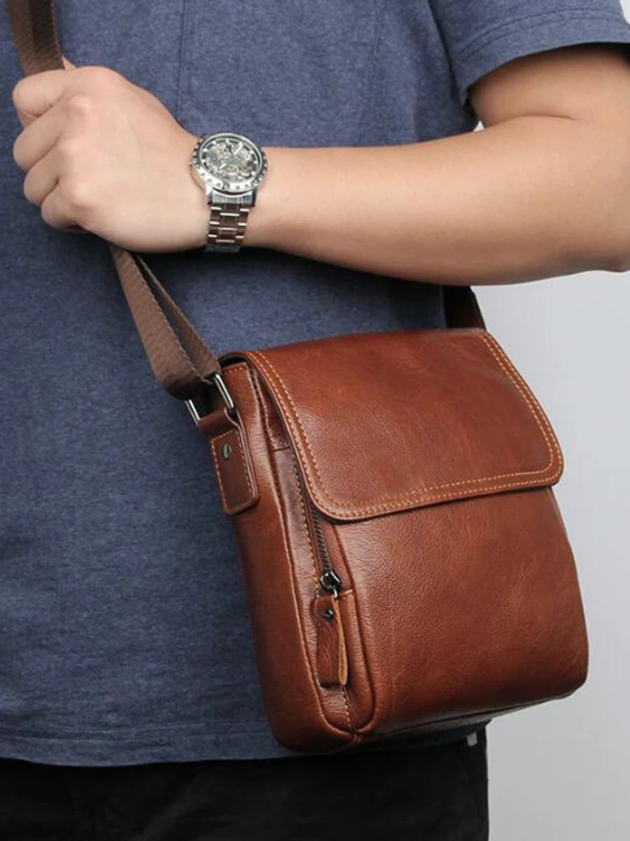 100% Genuine Leather Shoulder Bag Men Messenger Bag Top Quality Casual Crossbody Simple Design Purse Gift Shoulder Bags