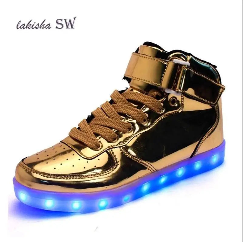 High quality Men LED shoes autumn winter glowing shoes for adults silver/gold fashion Lover casual shoes dropshipping