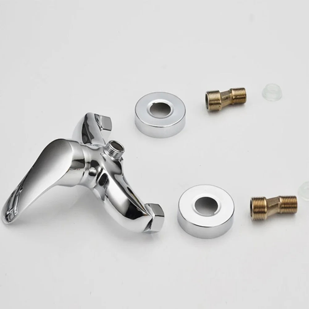 Wall-mounted Shower Faucet Bathroom Bathtub Chrome Finish Mixer Faucet Replacement Shower Tap Silver High Quality