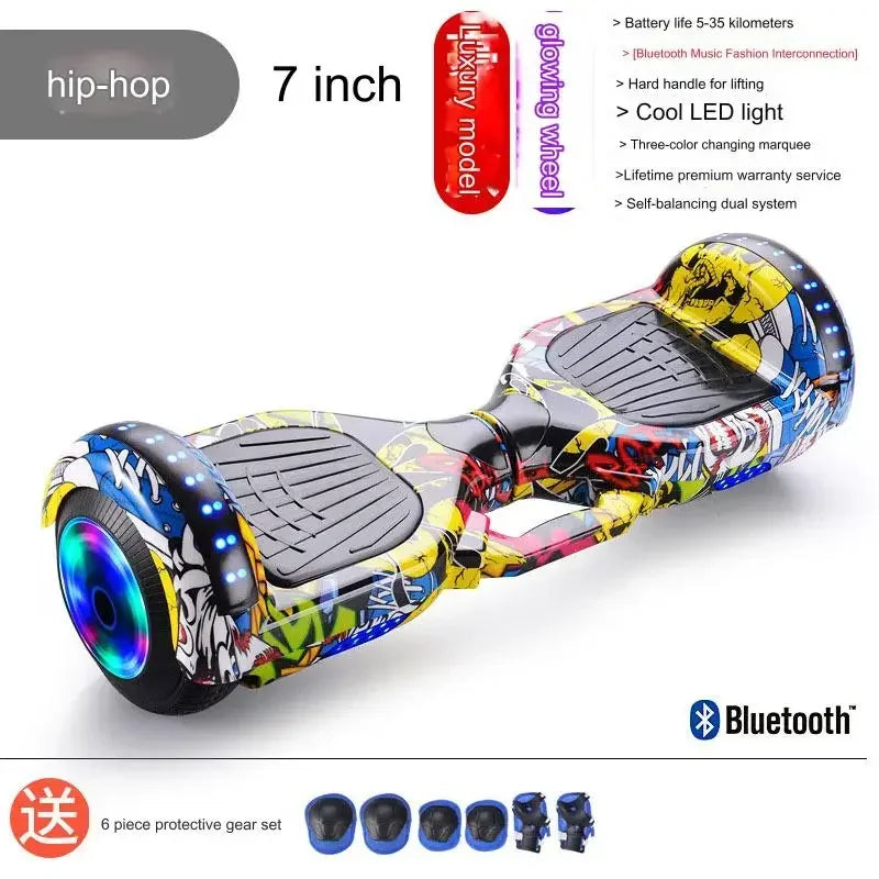 Hot Sale 2024 7inch Electric Hoverboard with LED Lights Balance Wheel 8.5inch China A8 300w 36v Double Wheel Hover Scooter
