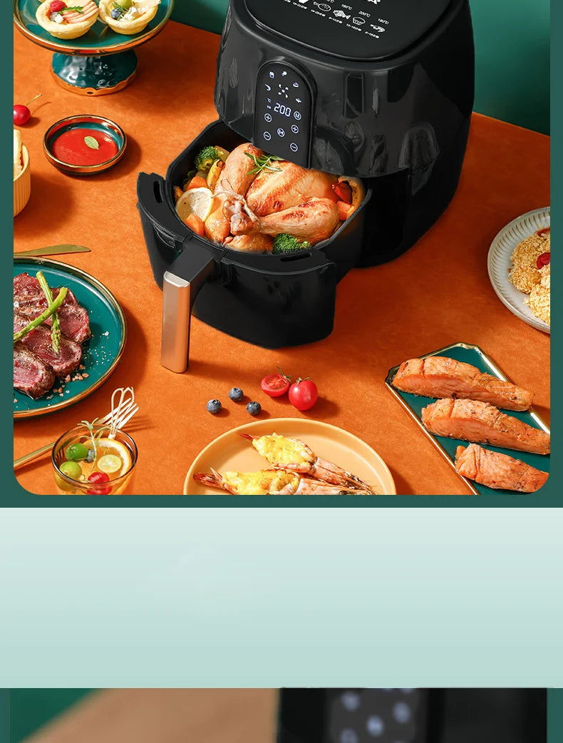 4.5L 6L Smart Electric Air Fryer Large Capacity Automatic Household Multi 360°Baking LED Touchscreen Deep Fryer Without Oil