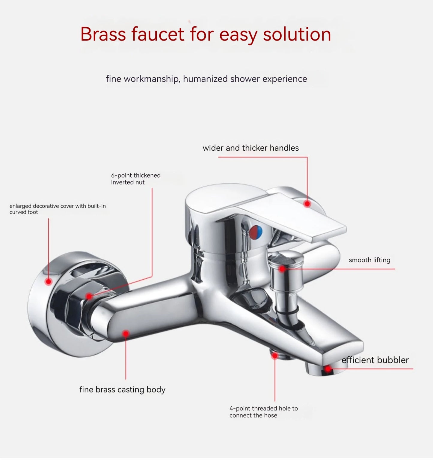 Home Bathroom Triple Shower Faucet Support Hot and Cold Water Faucet Bath Bath Mixer Valve Shower Set Bathroom Accessories