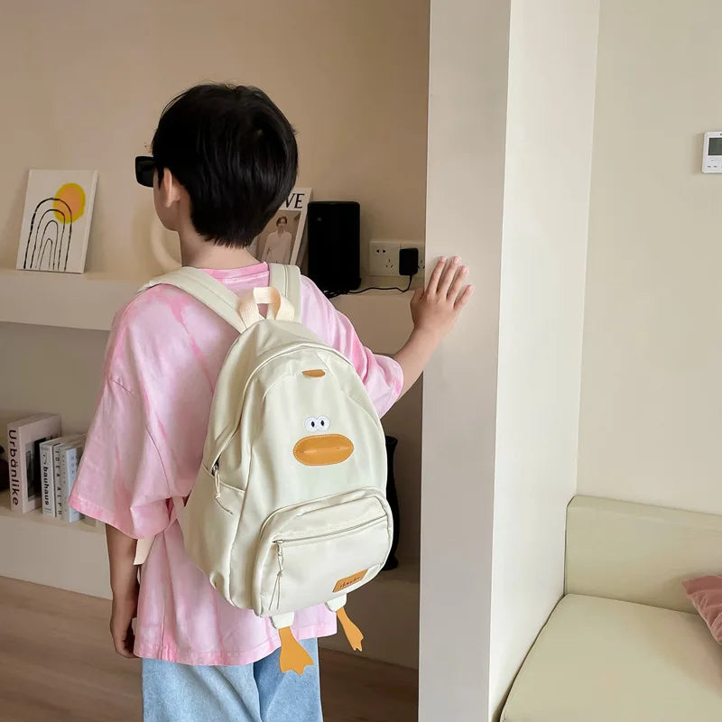 Kindergarten School Bag Cartoon Cute Duckling Burden Reduction Backpack Boys and Girls Campus Canvas Backpack