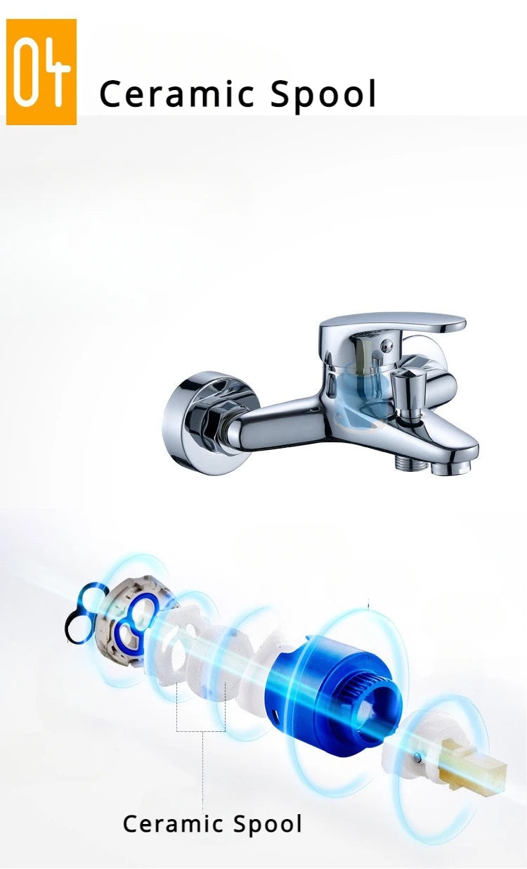 Wall Mounted Brass Shower Faucet Mixing Valve Bathroom Hot Cold Water Mixer Tap Bathroom Combination Water Mixer Bathtub Faucet