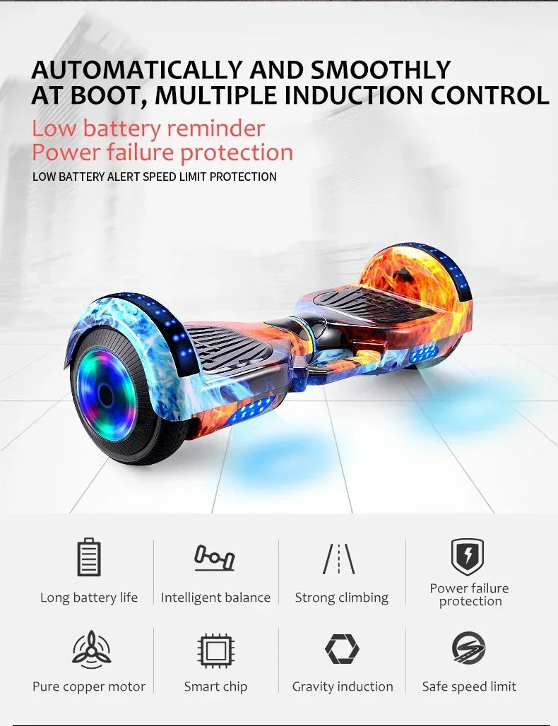 Led  Lights self balance Scooter Electric Hoverboards Scooter 6.5 inch self balance Hoverboards with LED
