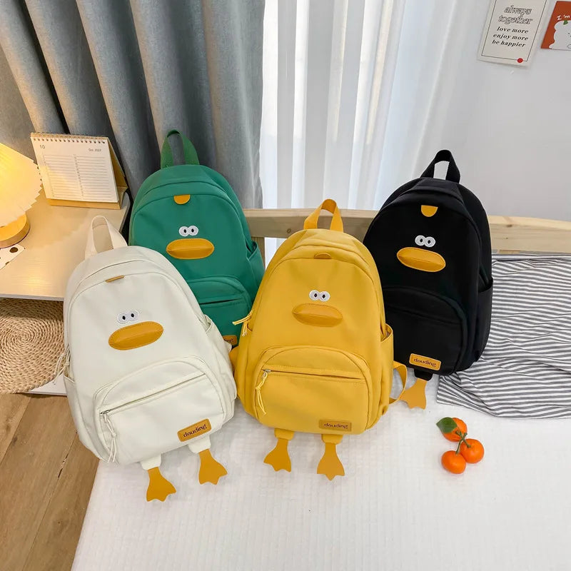 Kindergarten School Bag Cartoon Cute Duckling Burden Reduction Backpack Boys and Girls Campus Canvas Backpack
