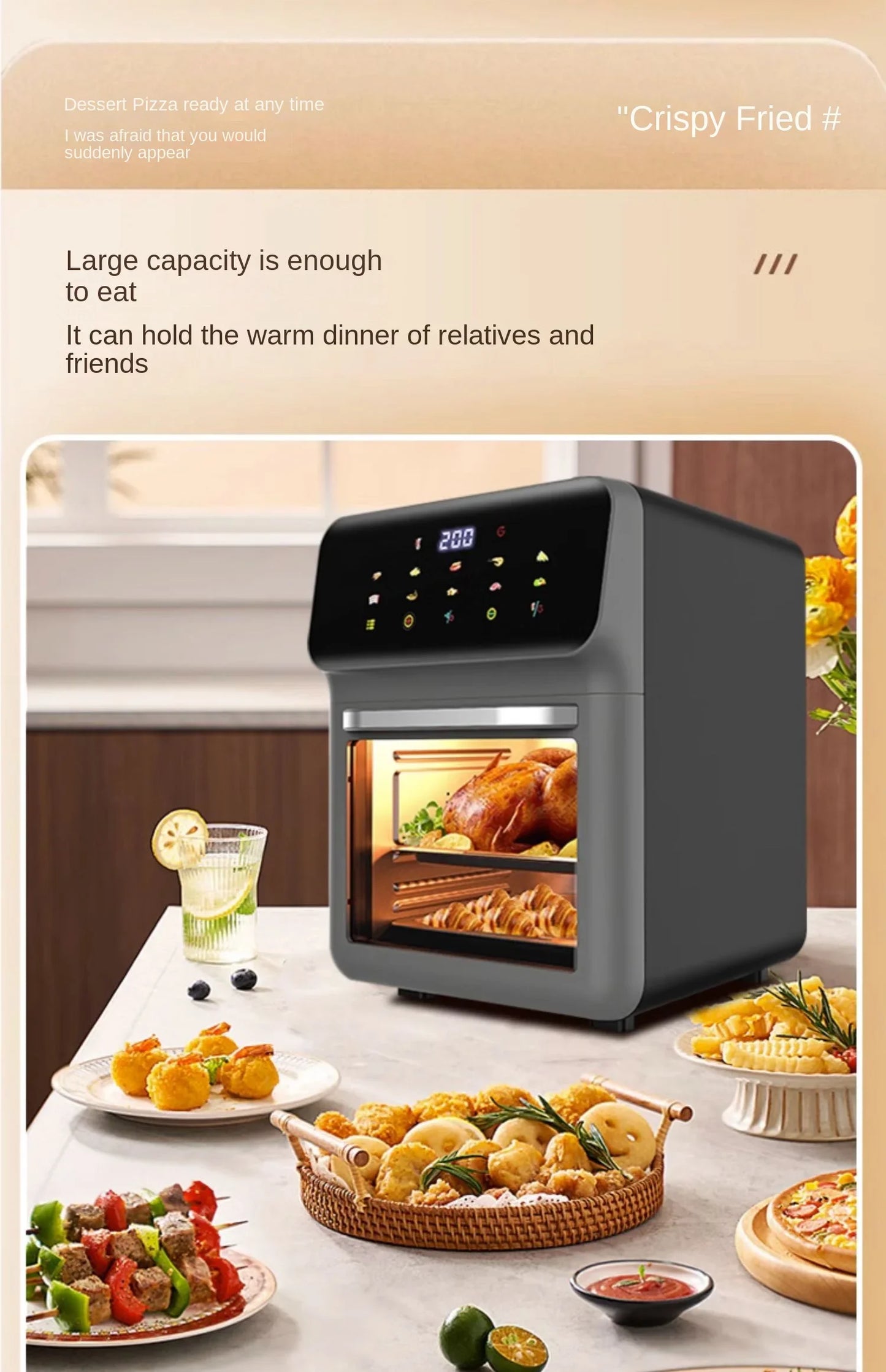 2023 new visible air electric frying pan household large-capacity oven cake pan two-in-one official flagship store