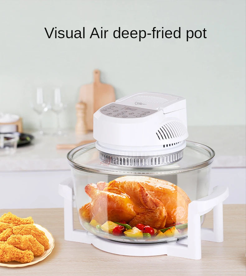 Household Oil-free Air fryer 12L smart visual glass lightwave oven multi-function electric fryer oven air oven