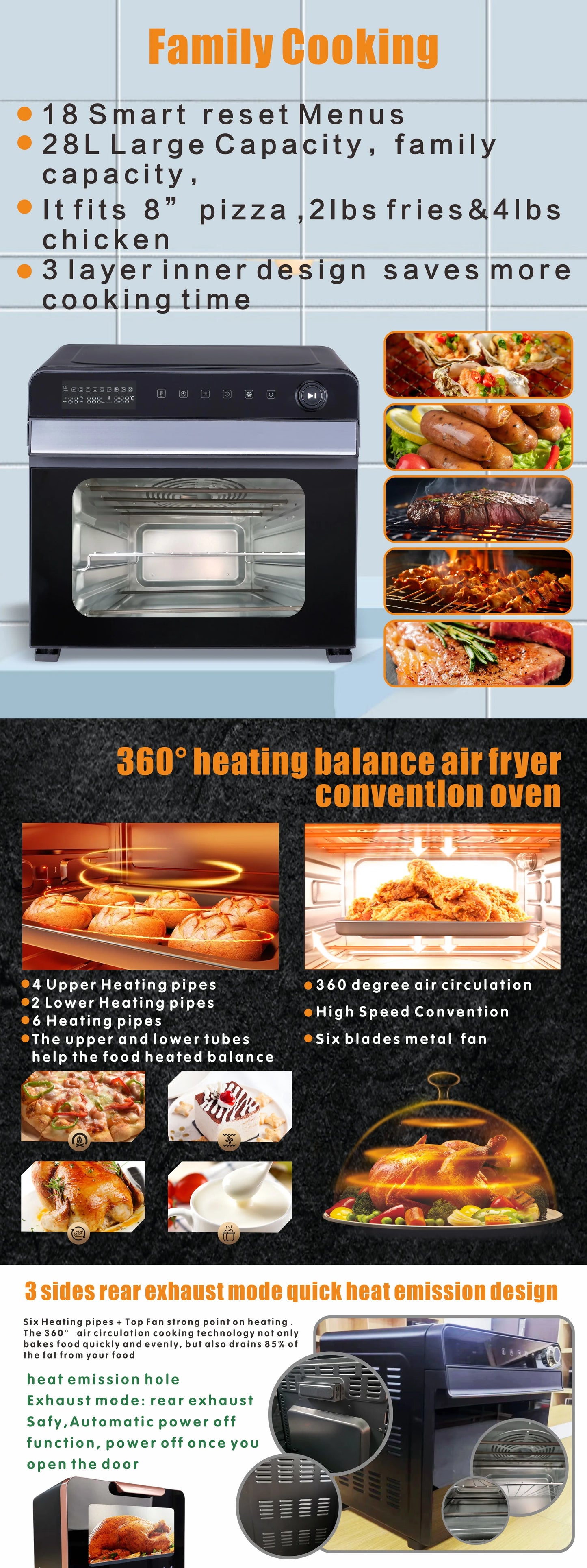 New Design Digital Touch Smart Air Fryer Factory Price 30L Large Capacity Multifunctional Oil Free Air fryer Toaster Oven