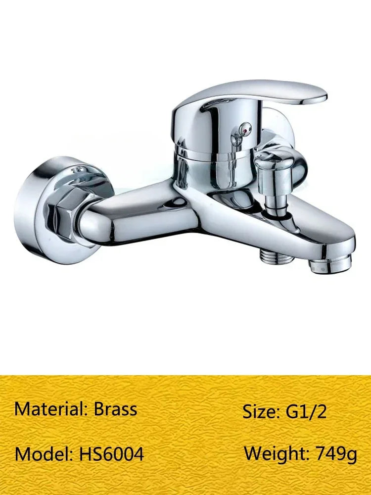 Wall Mounted Brass Shower Faucet Mixing Valve Bathroom Hot Cold Water Mixer Tap Bathroom Combination Water Mixer Bathtub Faucet