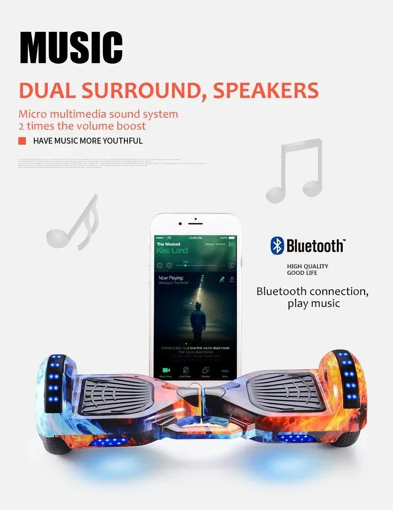 Led  Lights self balance Scooter Electric Hoverboards Scooter 6.5 inch self balance Hoverboards with LED