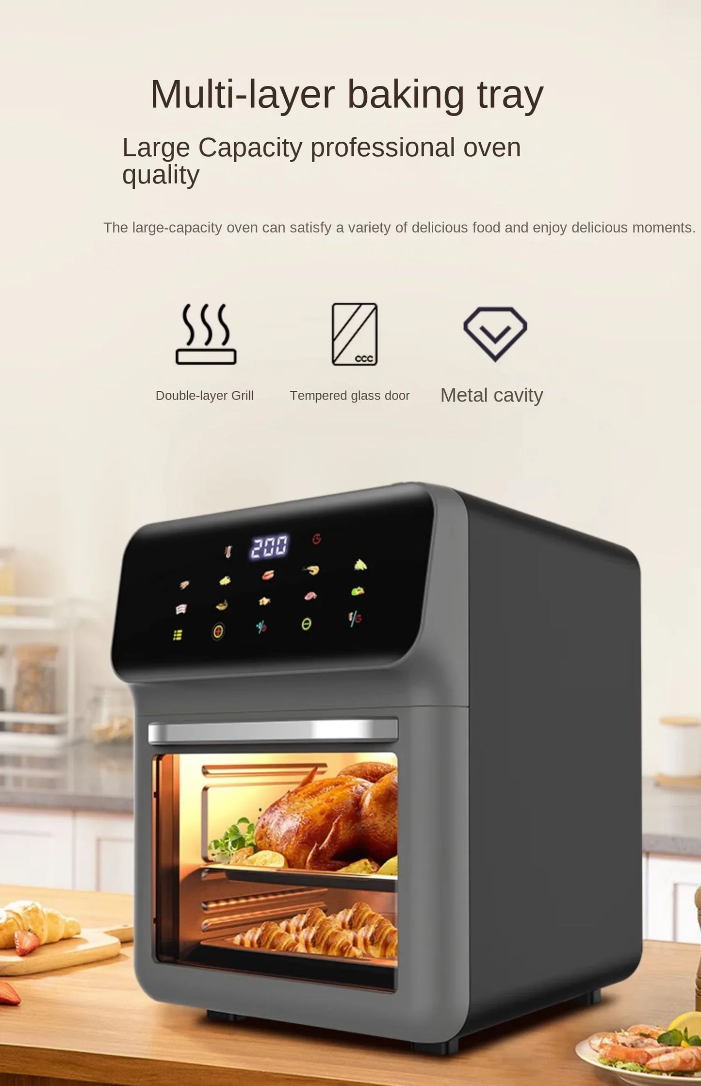 2023 new visible air electric frying pan household large-capacity oven cake pan two-in-one official flagship store