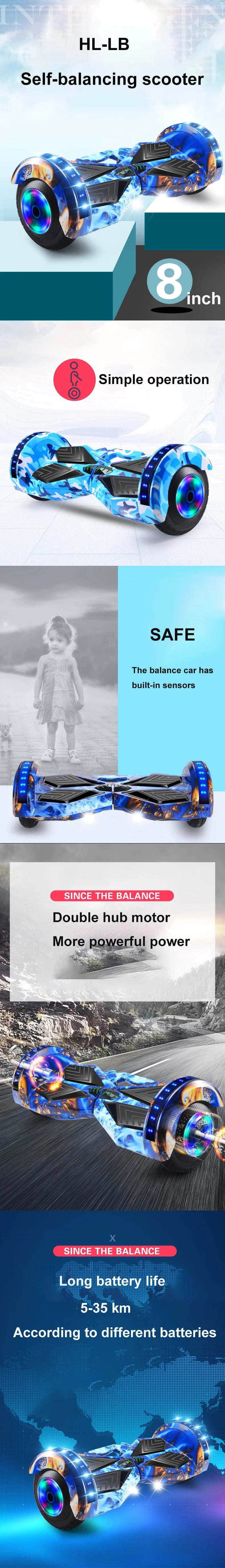 High Quality 8 Inch Two Wheel Hoverboard Electric Self Balancing Scooter Led Lights Self-balancing Electric Scooters