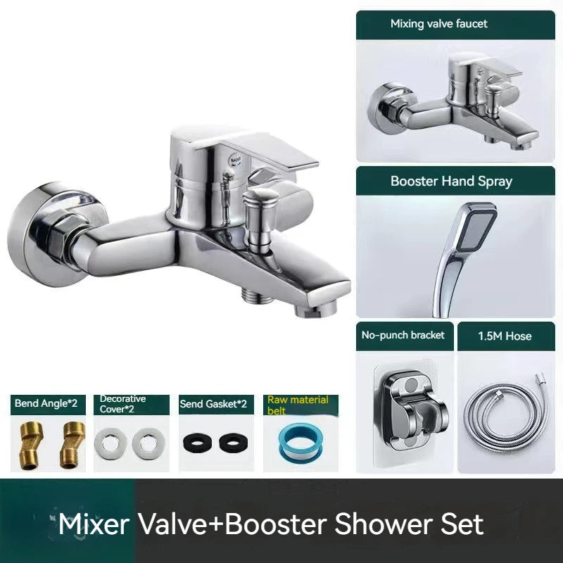 Home Bathroom Triple Shower Faucet Support Hot and Cold Water Faucet Bath Bath Mixer Valve Shower Set Bathroom Accessories