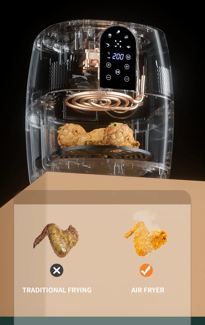 4.5L 6L Smart Electric Air Fryer Large Capacity Automatic Household Multi 360°Baking LED Touchscreen Deep Fryer Without Oil