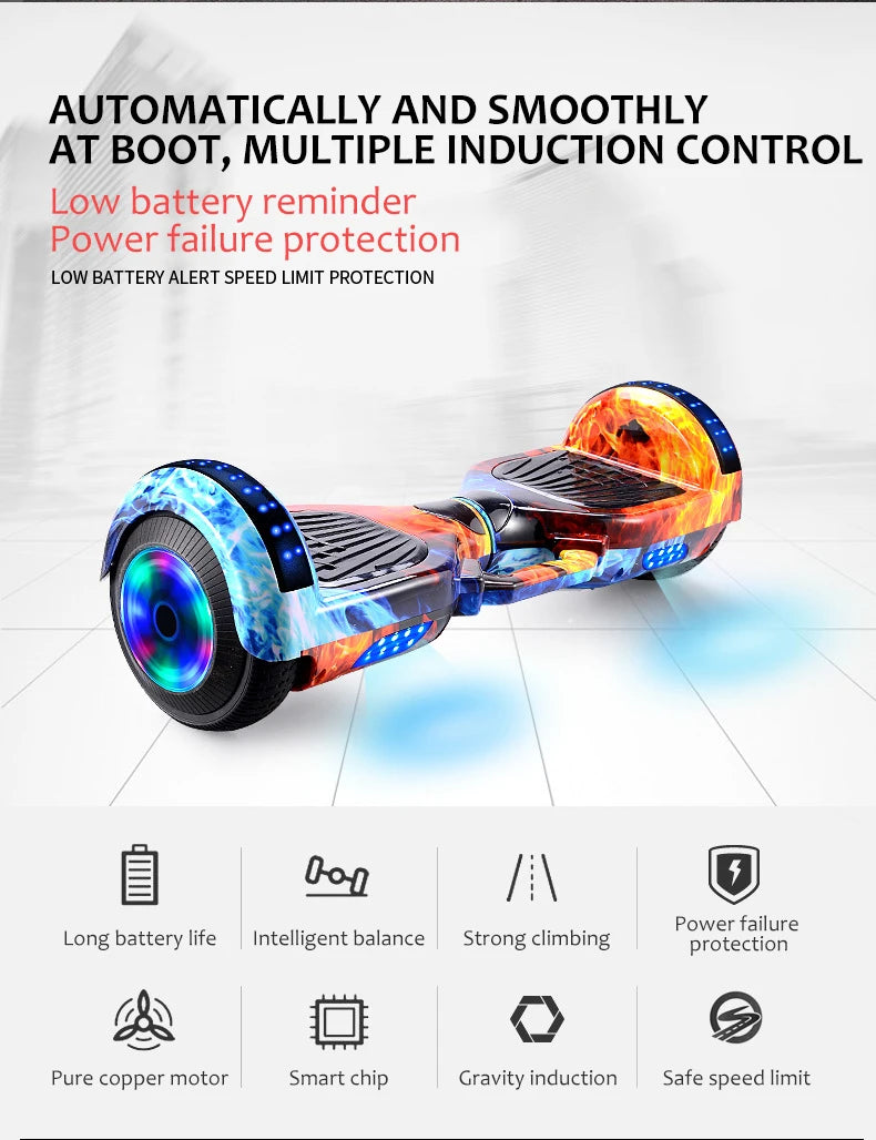 Hot Sale 2024 7inch Electric Hoverboard with LED Lights Balance Wheel 8.5inch China A8 300w 36v Double Wheel Hover Scooter