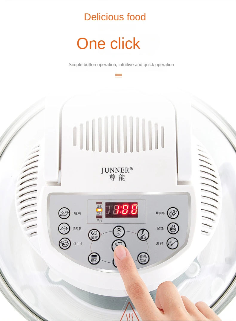 Household Oil-free Air fryer 12L smart visual glass lightwave oven multi-function electric fryer oven air oven