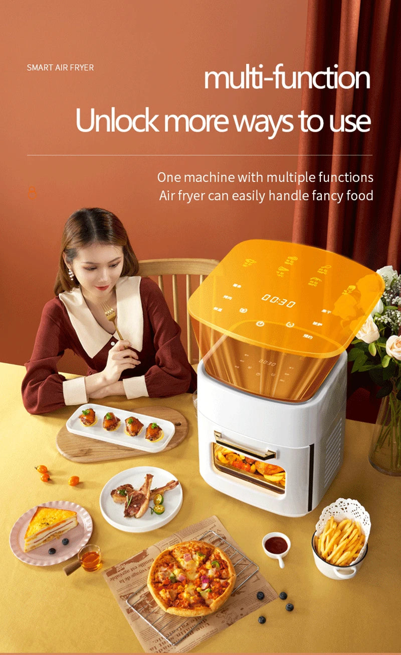 15L Large Multifunction Digital Air Fryer Without Oil Electric Oven, Dehydrator, Oven Touch Screen Fryer Viewable Window
