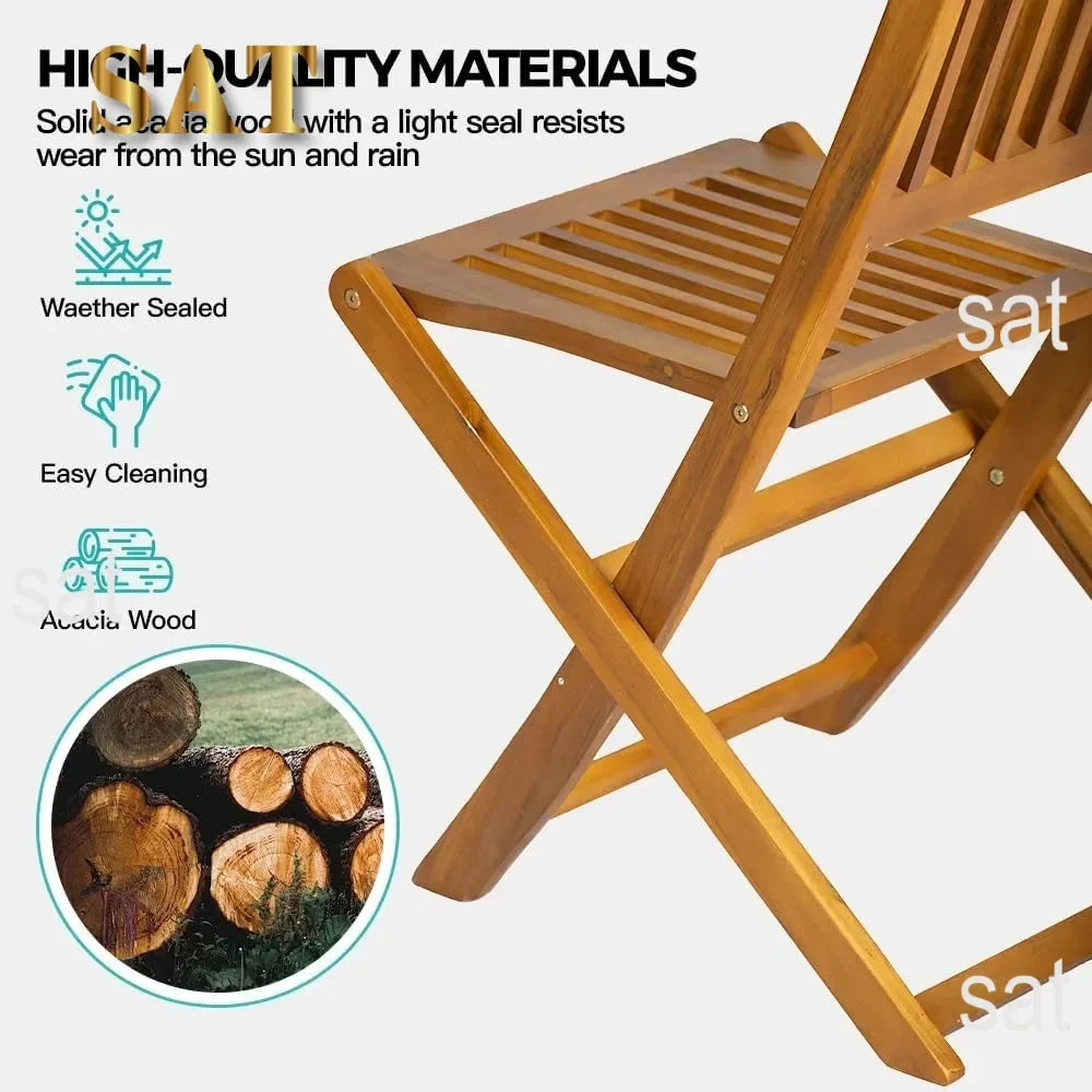 5PCS Acacia Wood Outdoor Dining Set Folding Table with 4 Chairs Patio Garden Furniture Set for Patio, Deck, Yard
