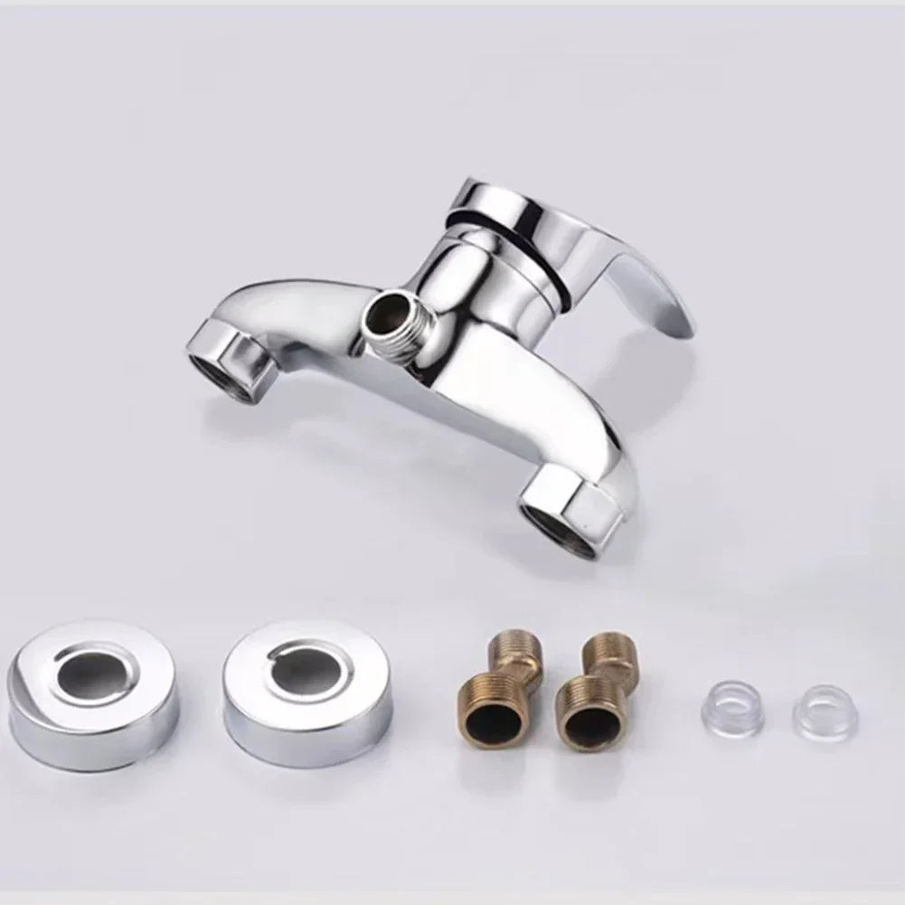 Wall-mounted Shower Faucet Bathroom Bathtub Chrome Finish Mixer Faucet Replacement Shower Tap Silver High Quality