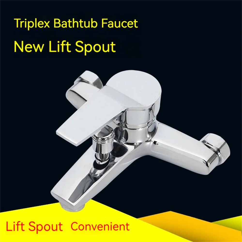 Household Multi-Function Faucet Zinc Alloy Wall Mounted Hot Cold Water Dual Spout Mixer Tap For Bathroom Shower Accessories