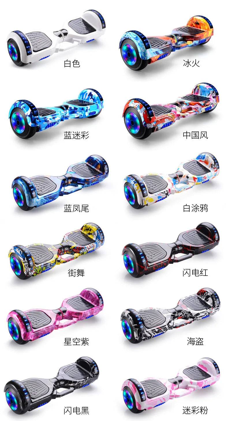 Hot Sale 2024 7inch Electric Hoverboard with LED Lights Balance Wheel 8.5inch China A8 300w 36v Double Wheel Hover Scooter