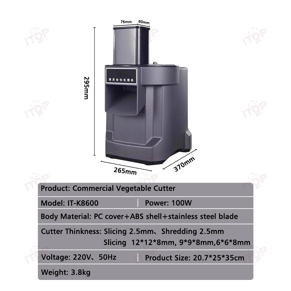 ITOP K8600 Multifunctional Vegetable Cutter Slicing Shredding Dicing Food Processor Commercial Vegetable Cutter with 3 Blade