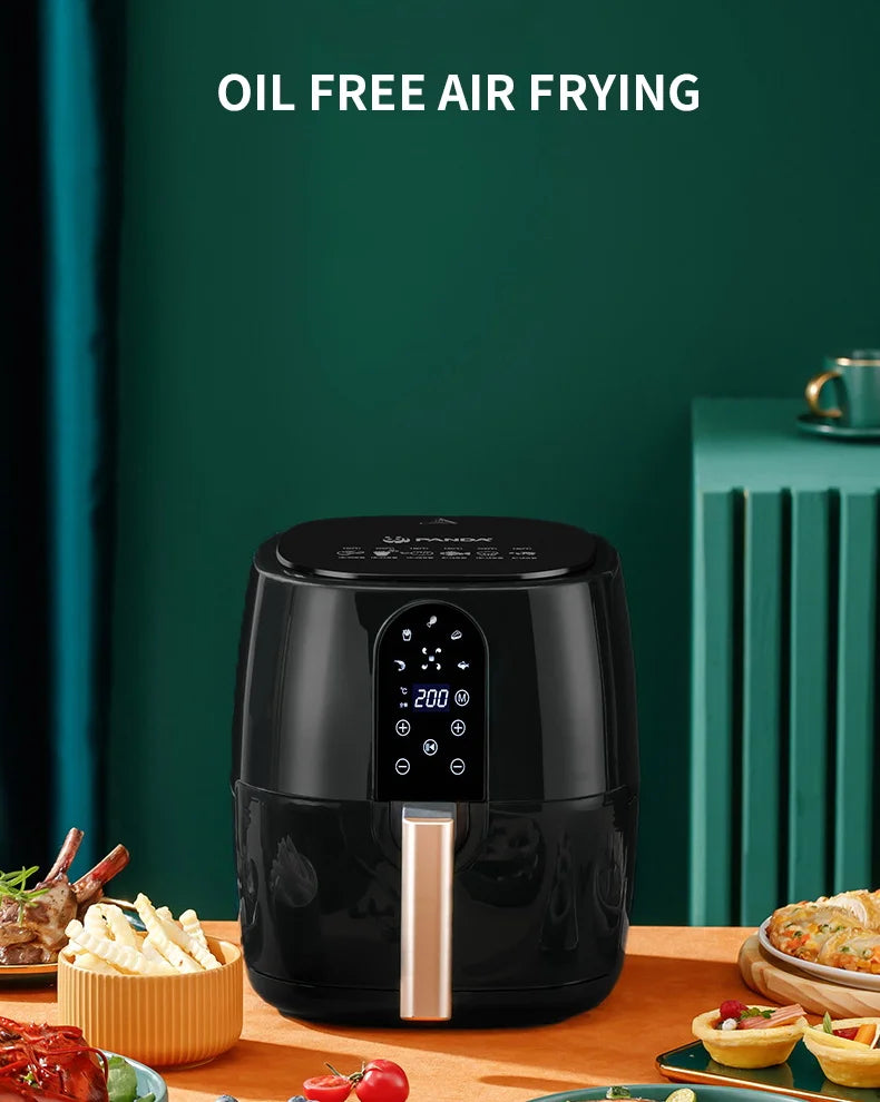4.5L 6L Smart Electric Air Fryer Large Capacity Automatic Household Multi 360°Baking LED Touchscreen Deep Fryer Without Oil